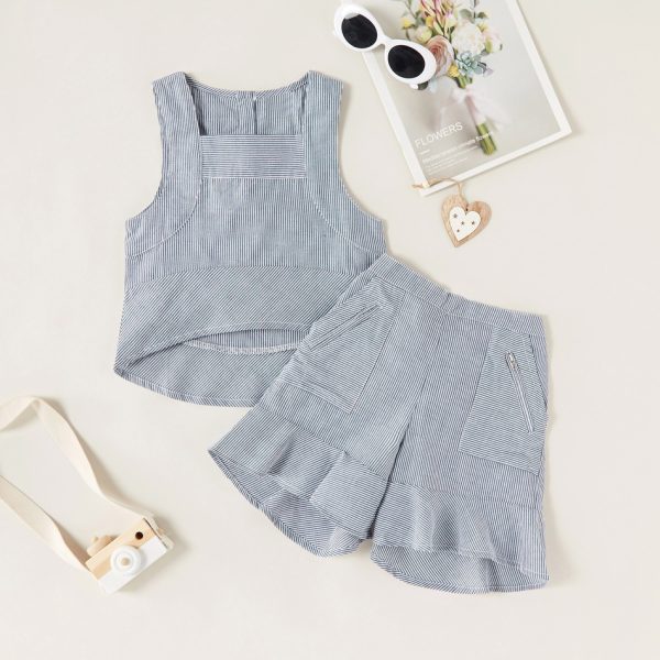 2-piece Fashionable Striped Tank and Shorts Set